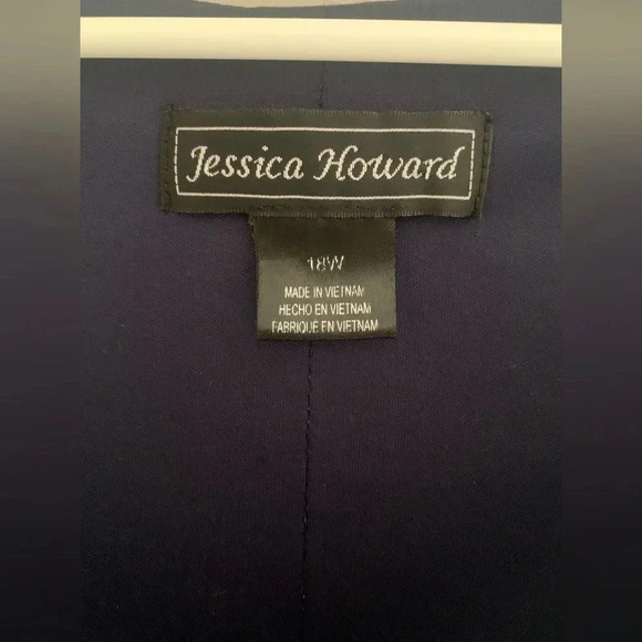 Woman’s Jessica Howard Vintage Navy &White Floral MIDI Stretch Jersey Plus Dress - Picture 2 of 12